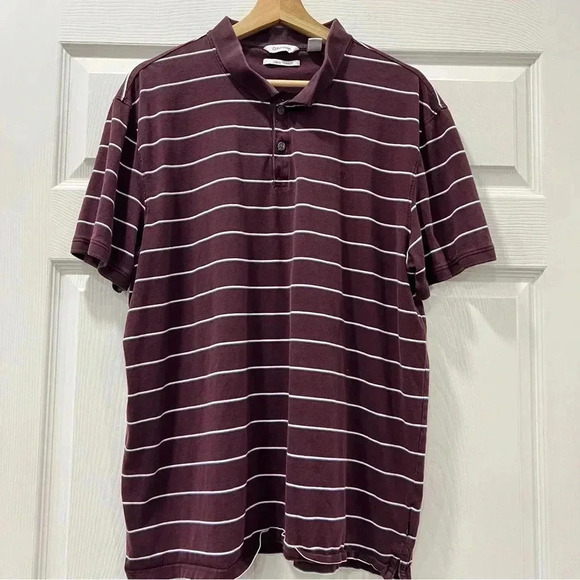 Calvin Klein Mens Striped Purple Short Sleeve Liquid Touch Polo Size XL - Picture 1 of 3